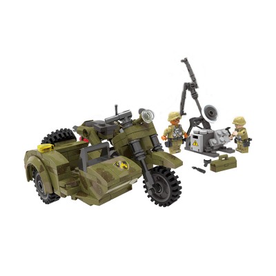 Military Theme Building Blocks Toy Set Motor Tricycle Figure 256 PCS